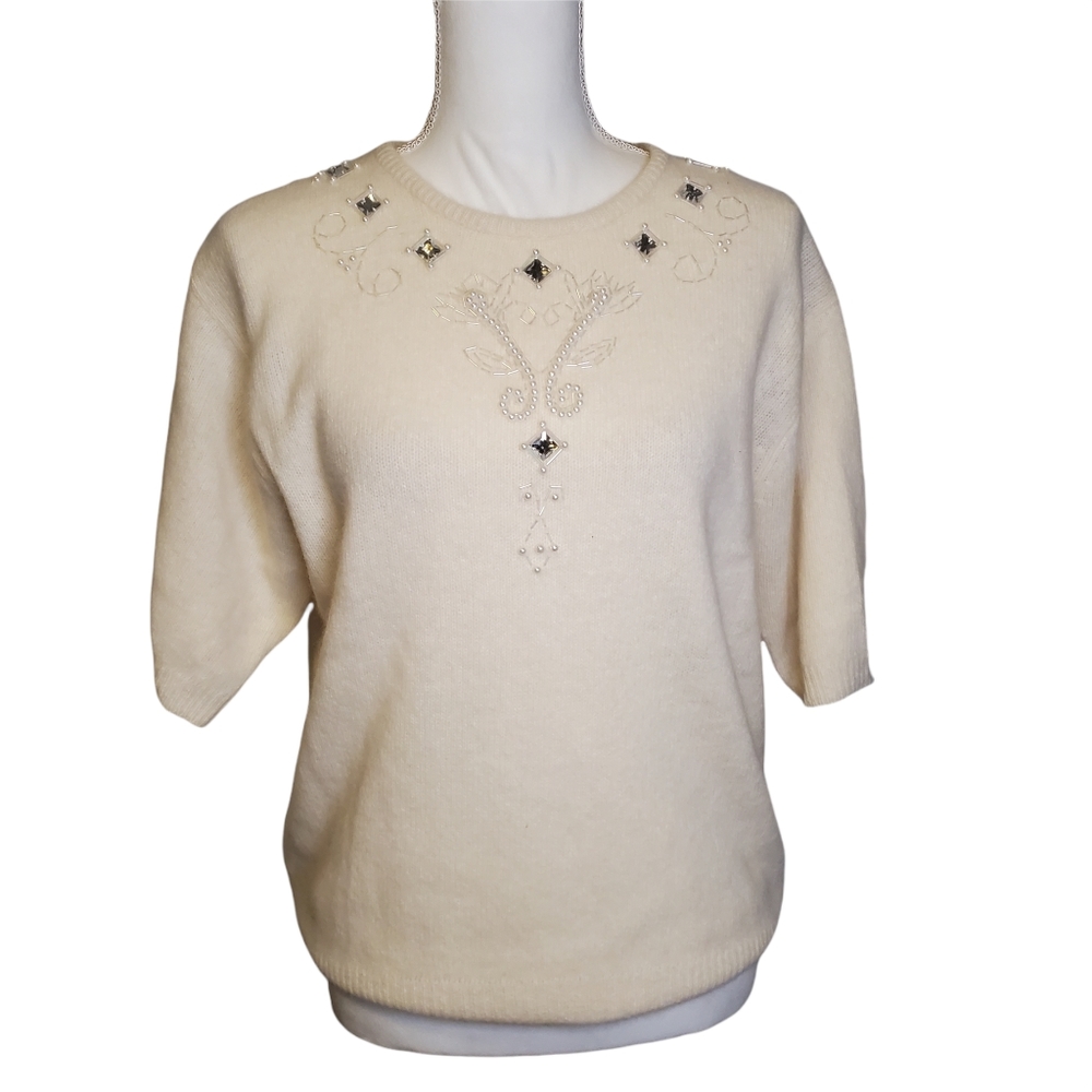 Vintage Arlando Wool Angora Beaded Sweater